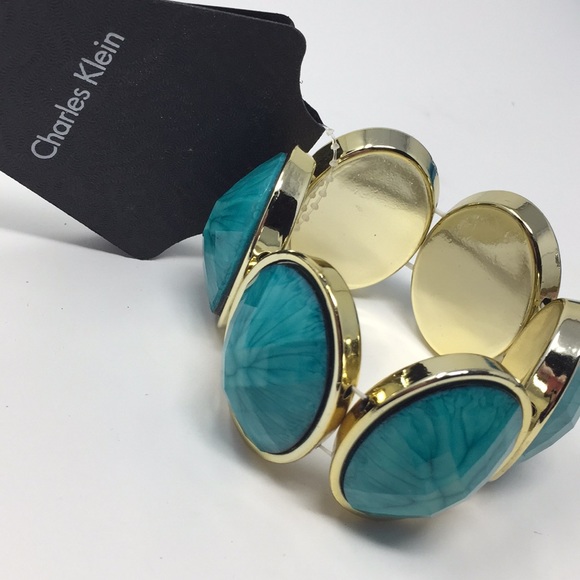 NWT Charles Klein Turquoise Gold Chunky Bracelet - Picture 2 of 6